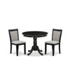 East West Furniture 3-Pc Dining Room Table Set Contains a Wooden Dining Table and 2 Shitake  Fabric Modern Dining Room Chairs -Black Finish - 2 of 4