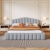 1pc Queen Velvet Platform Bed Frame, Upholstered MDF Structure, No Box Spring Needed - Baofuwish - 2 of 4