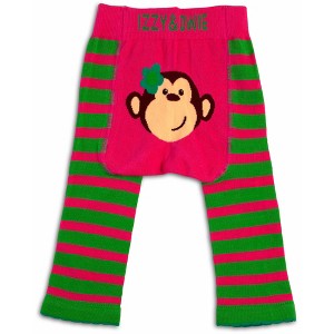 Pavilion Gift Company - Pink and Green Monkey - 12-24 Month Baby Leggings - Pants - 1 of 4