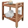 EcoDecors® Eleganto® 20" Teak Wood Shower Bench with LiftAide® Arms and Shelf in EarthyTeak Finish - Target Plus Natural 20"L x 14"D x 21"H - 2 of 4