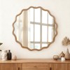SEVOBAL Decorative Wall Mirrors Yellowish Brown 30 inch Wavy Round Solid Wood Frame Decorative Mirror, Brown, 30"*1.18"*30" - 3 of 4