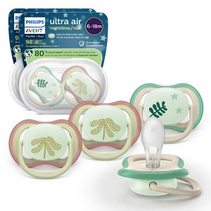 Philips Avent Ultra Air Pacifiers 6-18m - Fern Night/Plant Night - 4pk - 1 of 4