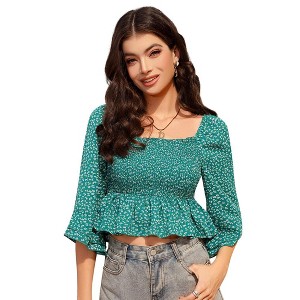 Womens Cotton Linen Embroidered Tops Trendy Boho 3/4 Sleeve Tunic Shirts Summer Dressy Casual Peasant Blouses Blue Peasant Tops For Women S At Women's Clothing Store