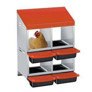 Chicken Nesting Boxes, 4 Compartment Metal Roll Away Nest Box for Chicken and Poultry to Collect Eggs, Chicken Laying Box for Chicken Coop - 1 of 4