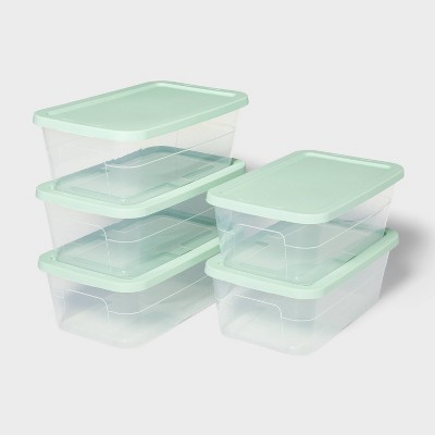 5pk 6qt Storage Boxes Green - Room Essentials™ : Target