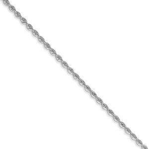 Black Bow Jewelry 1.5mm, 14k White Gold, Handmade D/C Solid Rope Chain Necklace - 1 of 4