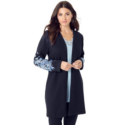 Roaman's Women's Plus Size Knit Denim Jacket