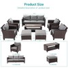 Sonkuki 8-Piece Patio Conversation Set with Ottoman and Side Table, Navy Blue Cushion - 3 of 4