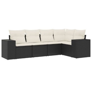 vidaXL Garden Sofa Set Black and Cream White - 1 of 4