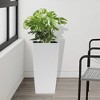 Gulches Modern Faux Rattan Design Square Planter, 22.6 inch White Plastic Large Planter(White, 22.6 inch - 2 Pack) - 2 of 4