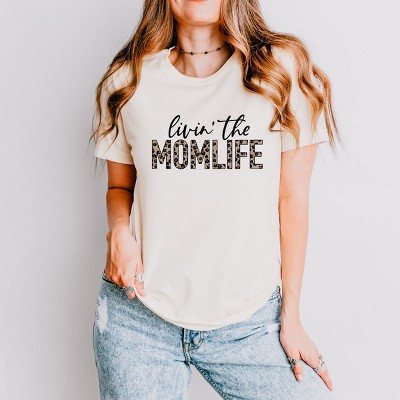 Simply Sage Market Livin' the Mom Life Leopard Short Sleeve Tee - L - Cream