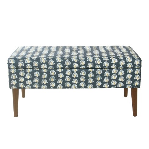 Mid Century Storage Bench Teal Floral Homepop Target