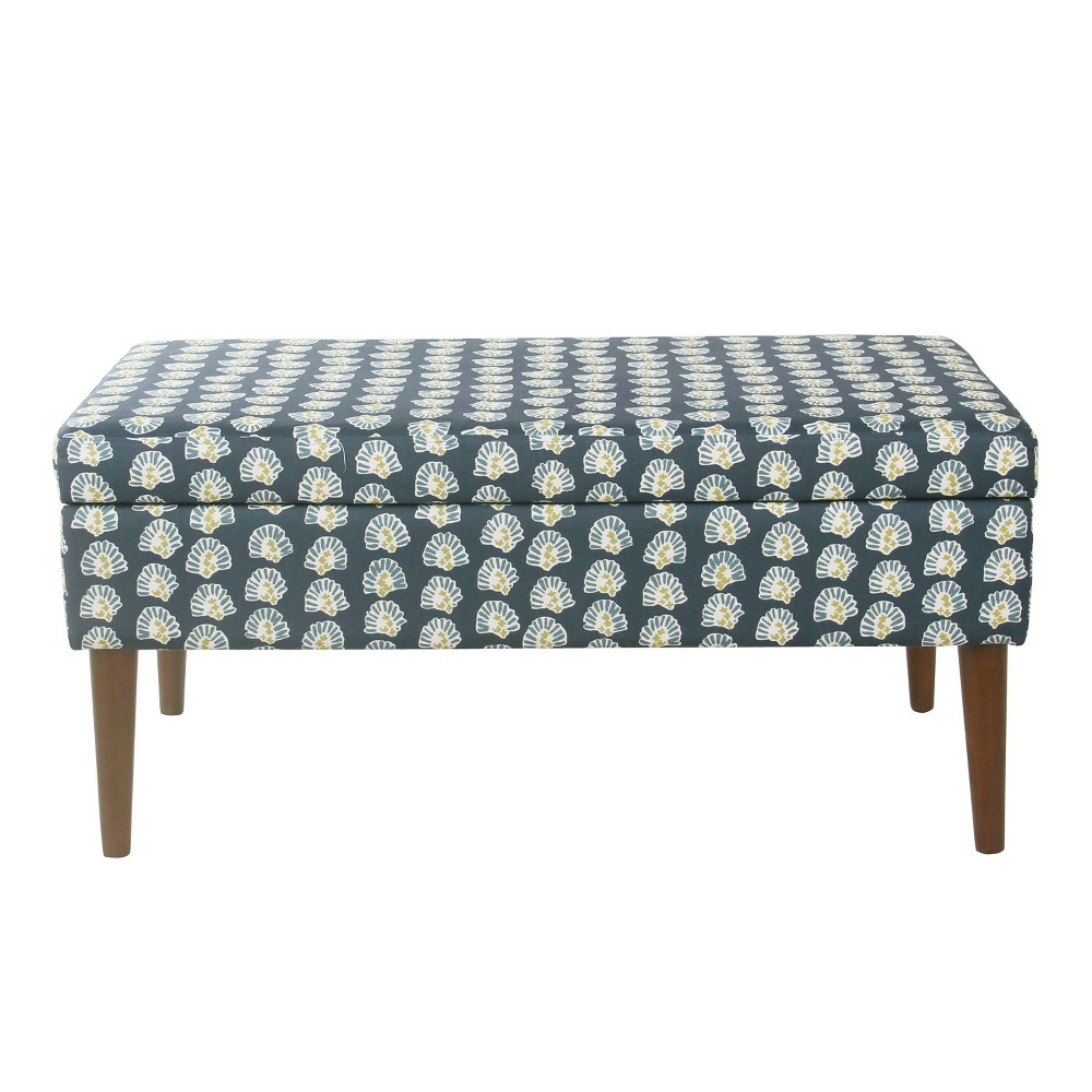 Mid-Century Storage Bench Teal Floral - HomePop was $169.99 now $127.49 (25.0% off)