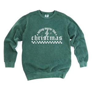 Nothing Merrier Than Christmas Grunge - Garment Dyed Sweatshirt - 1 of 3