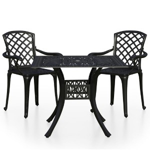 vidaXL Bistro Set Patio Table and Chair Bistro Table Outdoor Cast Aluminum - Black 2 Items - 1 of 4