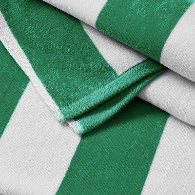 Green and White Striped Cotton Cabana Beach Towels, 4 Pack - 30" x 60"