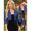 INSPIRE CHIC Women's Satin Elegant 3/4 Sleeve Open Front Cropped Bolero Shrug Cardigan - 2 of 4