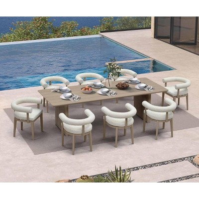 PURPLE LEAF Patio Dining Set Luxury Modern Conversation Set Aluminum Large Rectangle Dining Table and Chairs