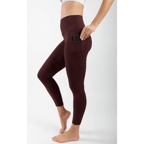 Yogalicious - Women's Nude Tech High Waist Elastic Free Back Yoke Side  Pocket Ankle Legging - Deep Merlot - X Small : Target
