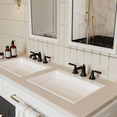 Matte Black Widespread 2-Handle Bathroom Faucet with Drain Assembly
