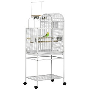 PawHut 55" Large Parrot Cage with Toy Hooks Bird Perch, Tray, Food Cups, Rolling Stand, Bird Cage for Cockatiels, Parakeets, Lovebirds - 1 of 4