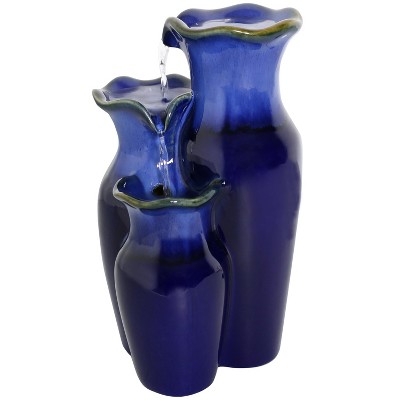 Sunnydaze Indoor Decorative Smooth Ceramic Glazed Pitchers Desktop Tabletop Water Fountain - 11" - Blue