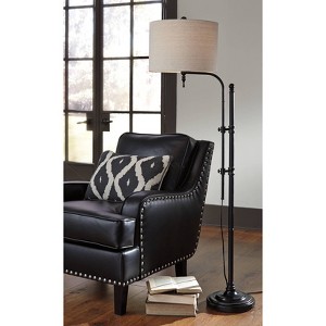 Anemoon Floor Lamp Black - Signature Design by Ashley: Adjustable Height, Drum Shade, Metal Base - 1 of 4