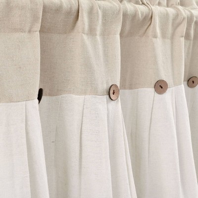 Linen Button Farmhouse Valance with Pleats and Buttons, 52" W x 18" L