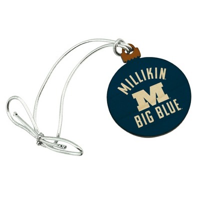 Millikin University Big Blue Logo Mini Small Tiny Wood Christmas Tree Holiday Ornament