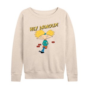 Women's - Hey Arnold! - Cool Arnold Lightweight French Terry Wide Neck Long Sleeve Shirt - 1 of 4