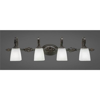 Toltec Lighting Elegante 4 - Light Vanity in  Dark Granite with 4.5" Square White Muslin Shade
