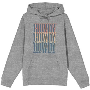 Western Howdy Repeat Text Adult Long Sleeve Hoodie - 1 of 3
