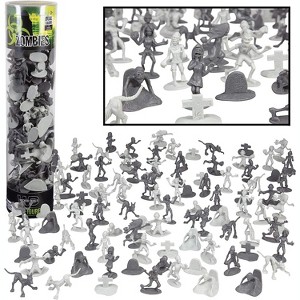 Zombie Action Figures (100ct) - Big Bucket of Zombies, Pets, Graves, and Humans for Playtime or Decorations - Great for Action Figure Collectors - 1 of 3