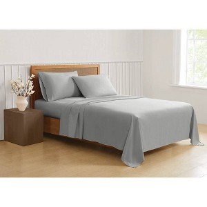 Truly Soft California King 4pc Green Solid Sheet Set Gray - 1 of 4