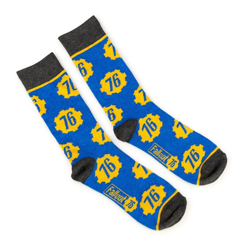 Bioworld Fallout Collectibles | Blue & Yellow Crew Socks | BIOWORLD Fallout collection, 1 of 8