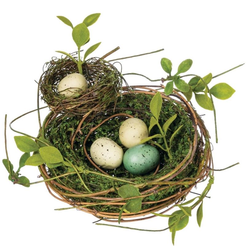 Sullivans Double Nest with Easter Eggs Decorative Filler 4"H brown, 1 of 2