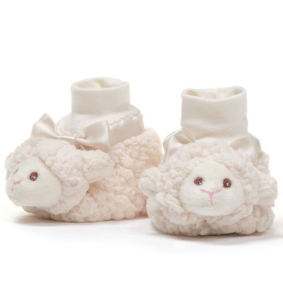 Bearington Baby Lamby Plush Stuffed Animal Lamb Sock Top Slipper Booties, Size Suitable for 3-9 months