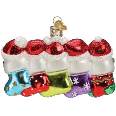 Hand-Painted Glass Snow Family of 5 Christmas Ornament