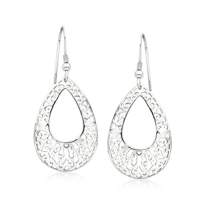 Ross-Simons Sterling Silver Open-Space Filigree Teardrop Earrings