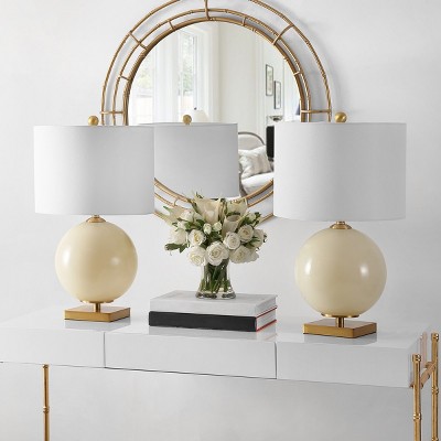 Anina 24" Cream Glass Table Lamp Set with Gold Base