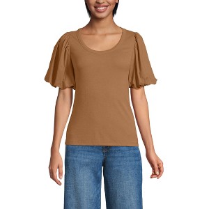 Lands' End Women's Drapey Rib Puff Sleeve Scoop Neck Top - 1 of 3