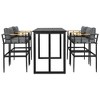 5-Piece Outdoor Iron Counter Height Dining Set with Table and 5 Acacia Wood Armrest Chair - 3 of 4