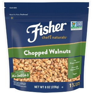 Fisher Chef's Naturals Gluten Free, No Preservatives, Non-GMO Chopped Walnuts, 8 oz Bag - 1 of 4