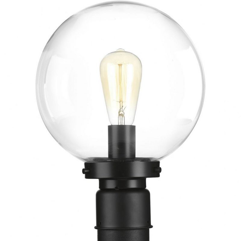 Progress Lighting, Globe Collection, 1-Light Outdoor Post Lantern, Black Finish, Clear Glass Shade, 1 of 2