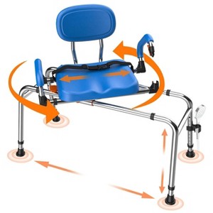 WHLICKS Sliding Shower Chair with Wide 360° Swivel Seat, 450lbs Tub Transfer Bench for Bathtub, Adjustable Height and Arms Width Shower Seat - 1 of 4