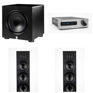 Elac DS-A101-G - Discovery Amplifier with Wi-Fi - Grey, Two Elac DF53-BK - Debut 3.0 5.25" Floor Speaker - Black and Elac PS250-BK - Varro Premium ... - 1 of 4