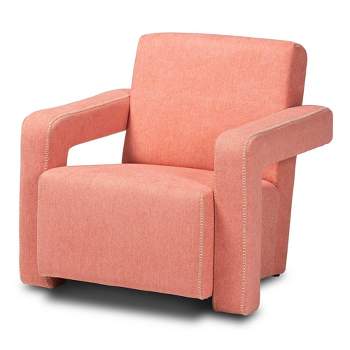 Madian Light Fabric Upholstered Armchair Light Red - Baxton Studio