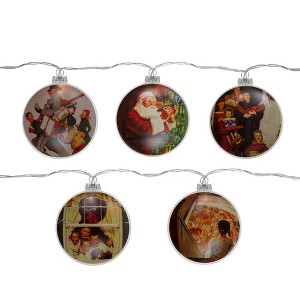 Northlight Norman Rockwell Prints Glass Christmas Disc Lights - 5.75' Clear Wire - 5ct - 1 of 3