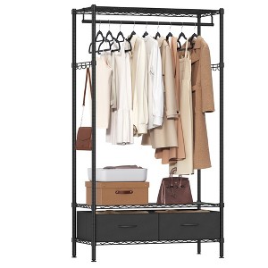 Wardrobe Closet, Heavy-Duty Portable Closet,Clothing Rack with Mesh Shelf, Freestanding Closet Clothes Rack,2 Fabric Drawers, Hanging Rail, Hooks - 1 of 4
