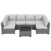 7 Piece Patio Furniture Set - PE Rattan Wicker Sectional Sofa with Cushions & Glass Coffee Table for Garden, Balcony, Porch, Backyard - 2 of 4